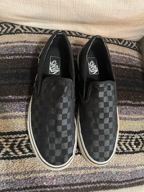 Vans Classic Slip-On Checkerboard Sneakers - Black